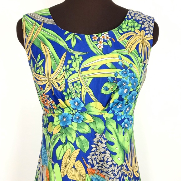 HAWAIIAN PALM Maxi Dress Size S Tropical Print 048 - Picture 2 of 7